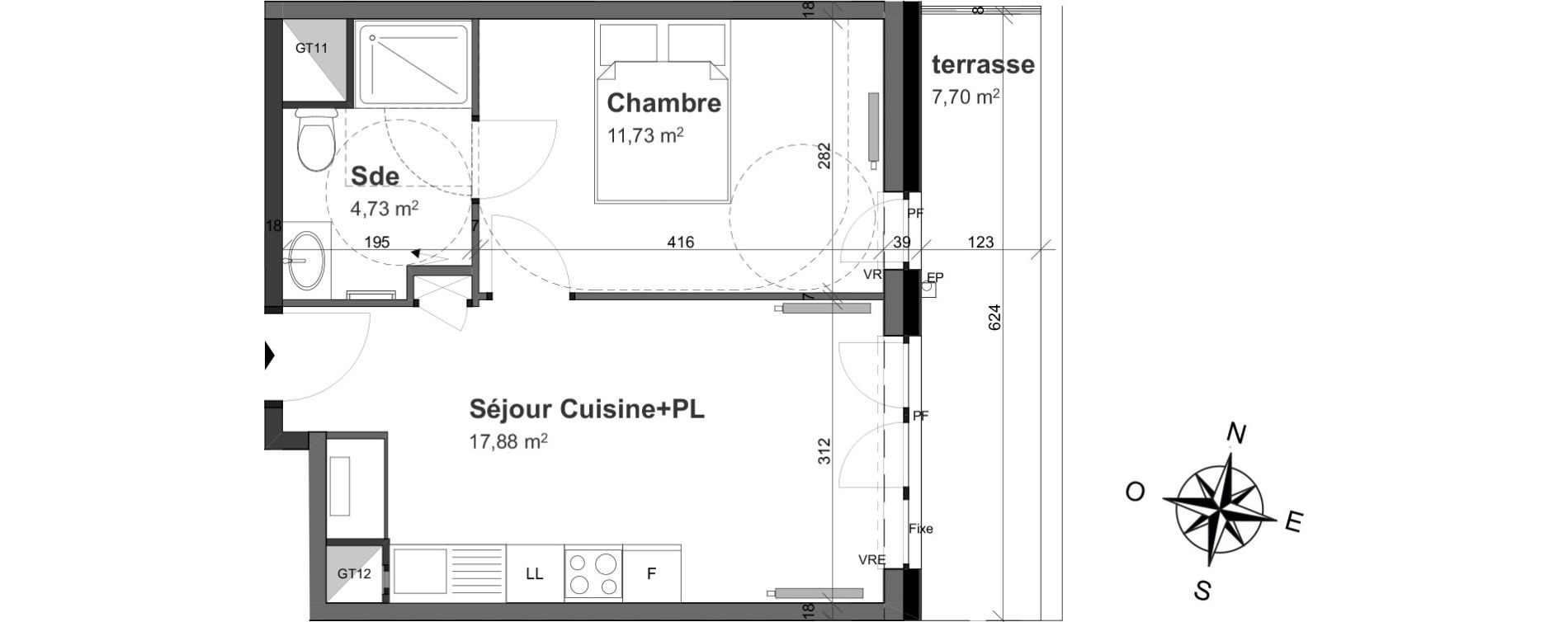 Appartement T2 de 34,34 m2 &agrave; Caen Saint jean eudes - saint gilles