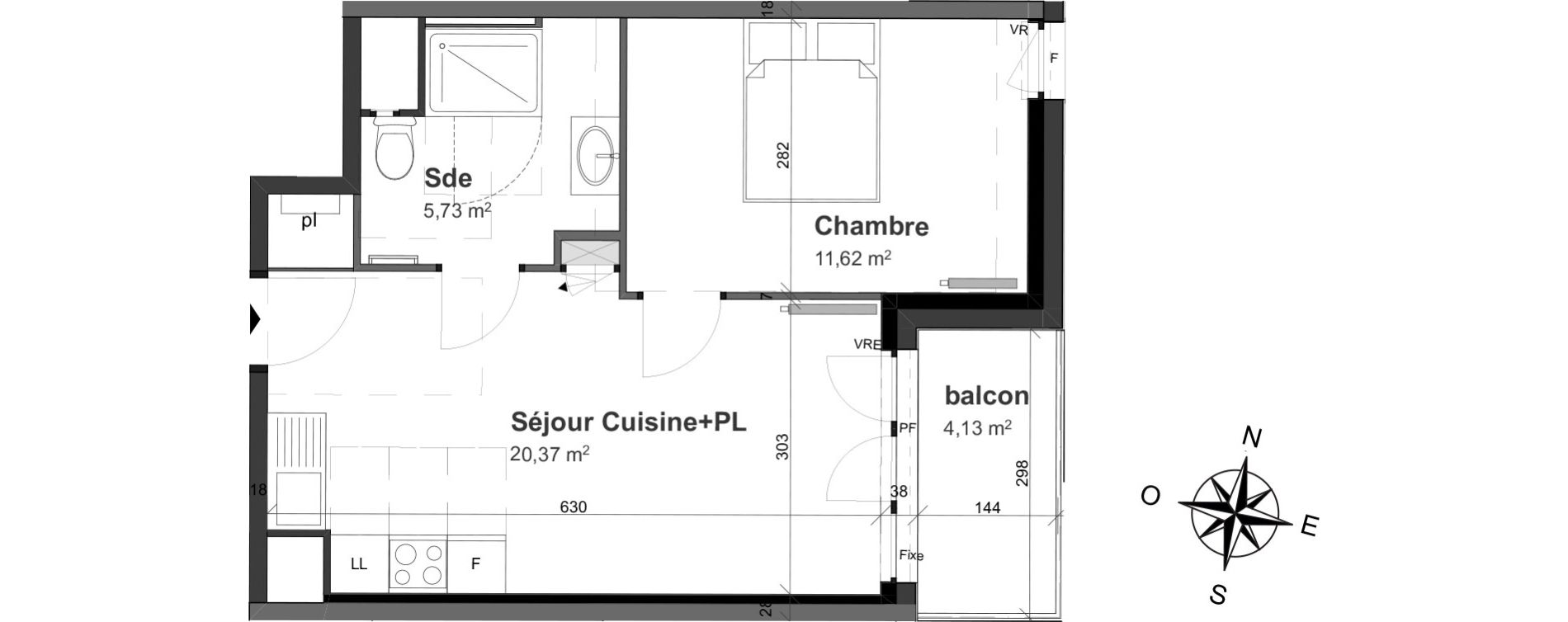 Appartement T2 de 37,72 m2 &agrave; Caen Saint jean eudes - saint gilles