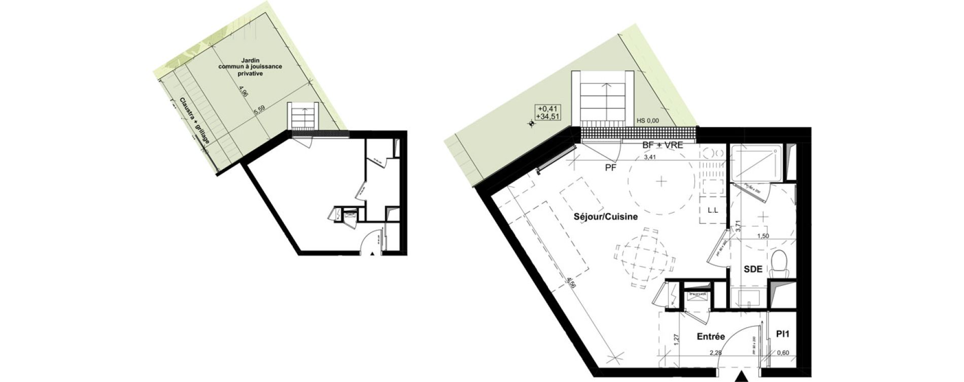 Appartement T1 de 26,68 m2 &agrave; Caen La haie vigne