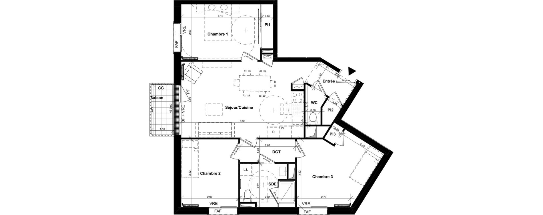 Appartement T4 de 77,75 m2 &agrave; Caen La haie vigne