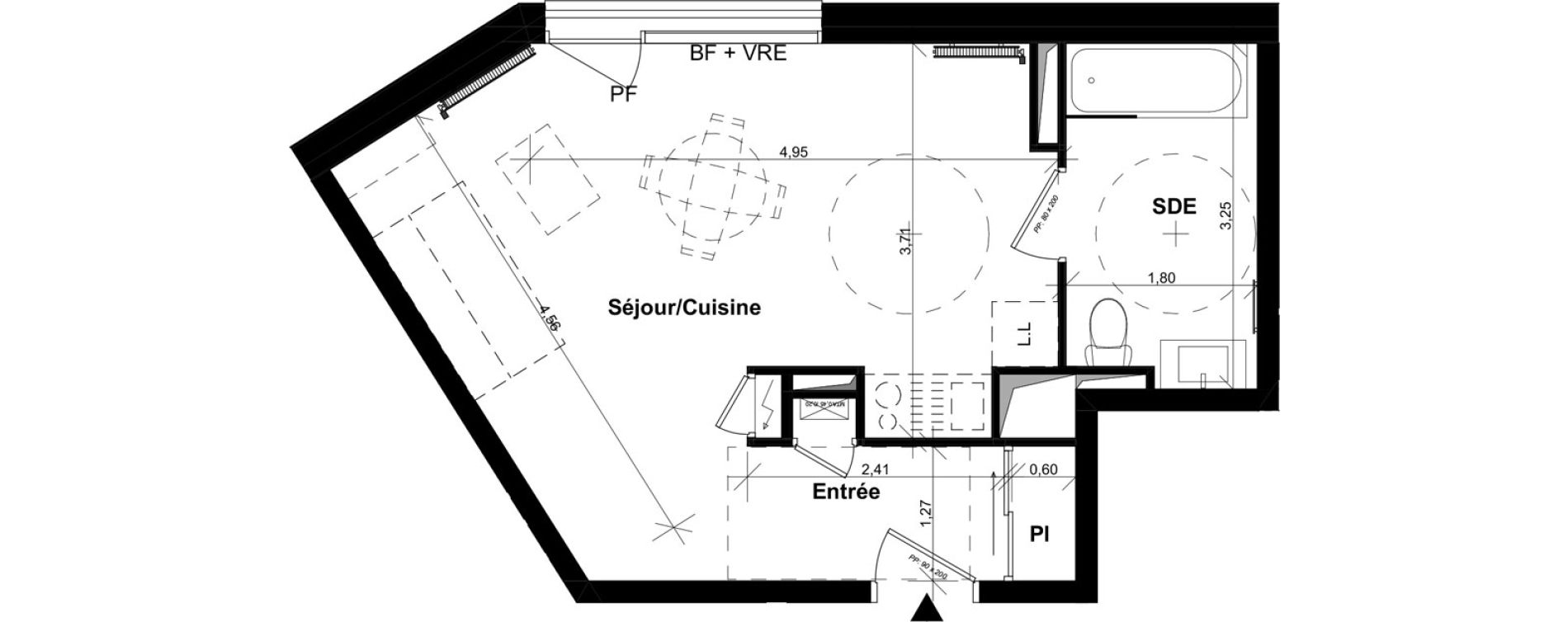 Appartement T1 de 32,83 m2 &agrave; Caen La haie vigne