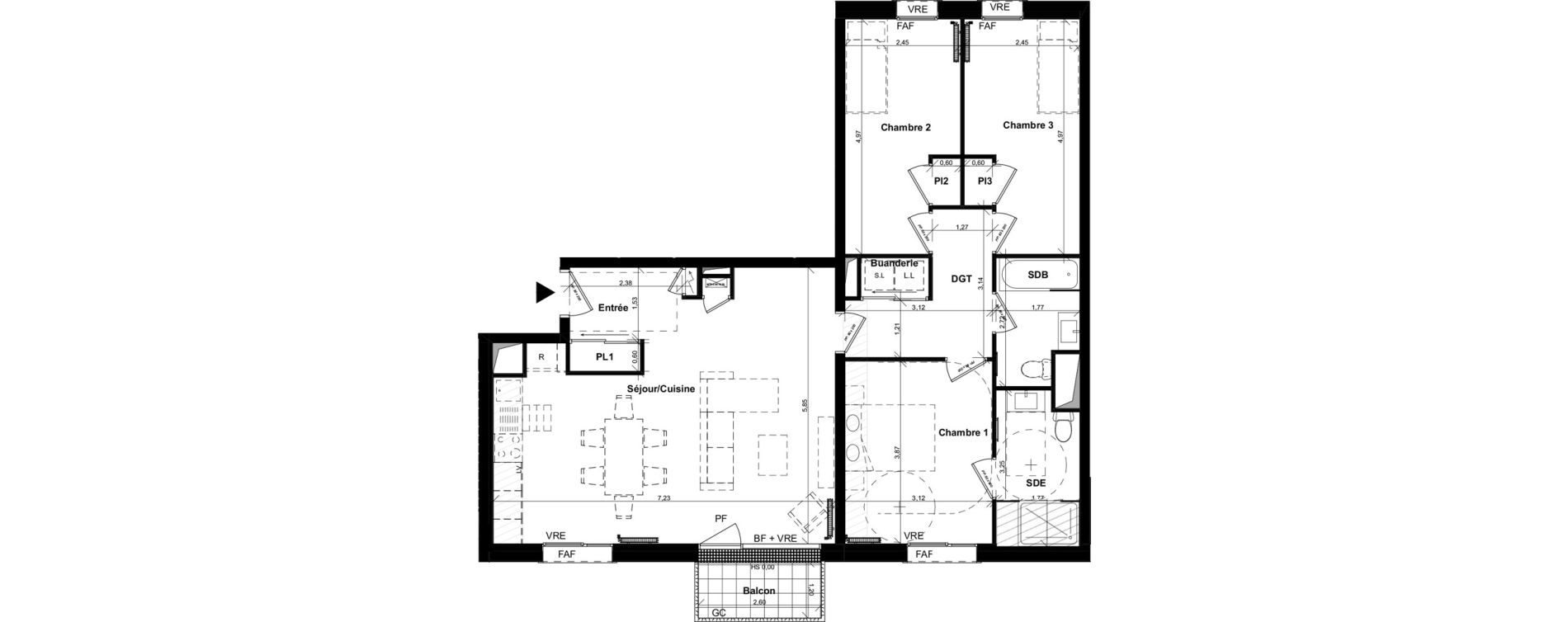 Appartement T4 de 90,24 m2 &agrave; Caen La haie vigne