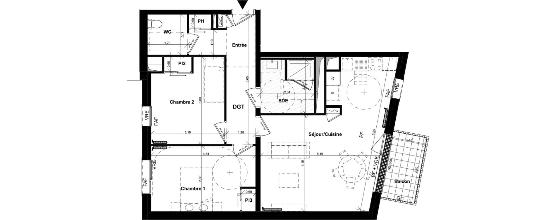 Appartement T3 de 70,77 m2 &agrave; Caen La haie vigne