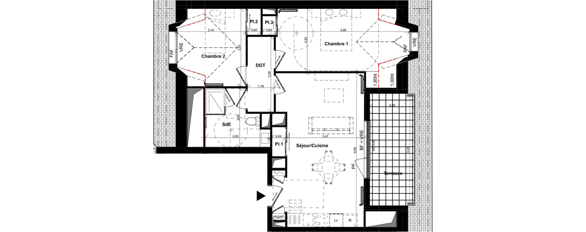 Appartement T3 de 62,48 m2 &agrave; Caen La haie vigne