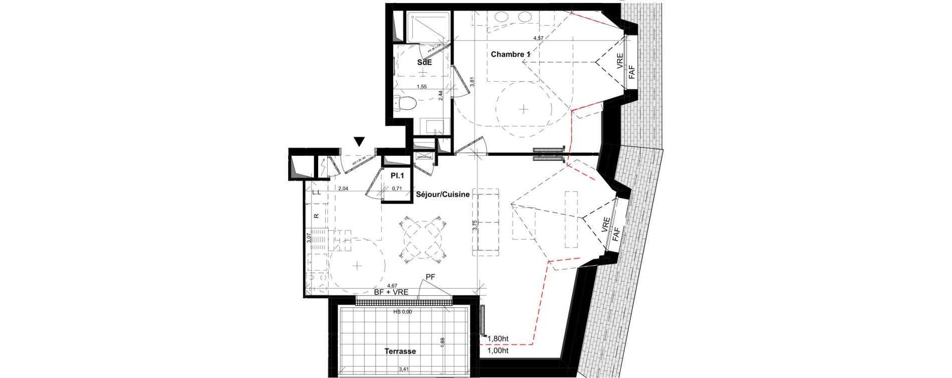 Appartement T2 de 48,94 m2 &agrave; Caen La haie vigne