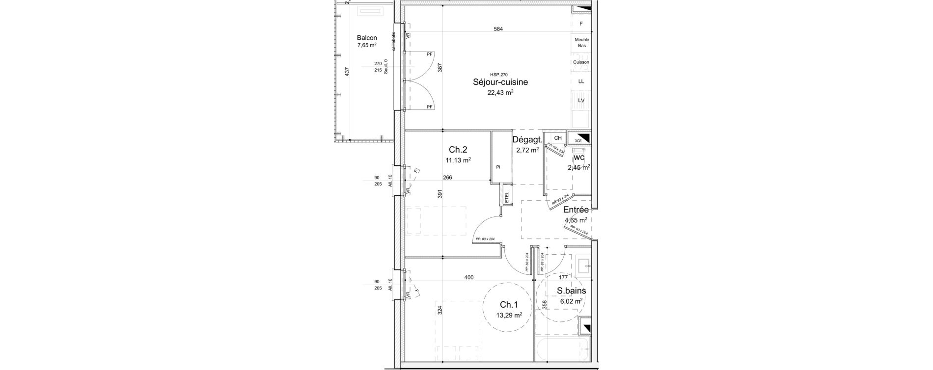 Appartement T3 de 62,69 m2 &agrave; Caen Rethel