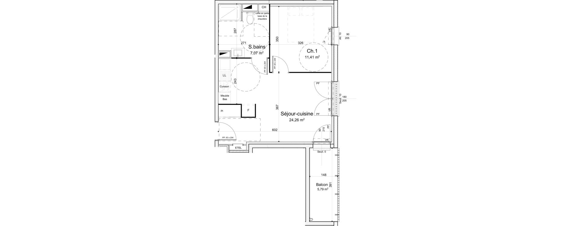 Appartement T2 de 42,74 m2 &agrave; Caen Rethel