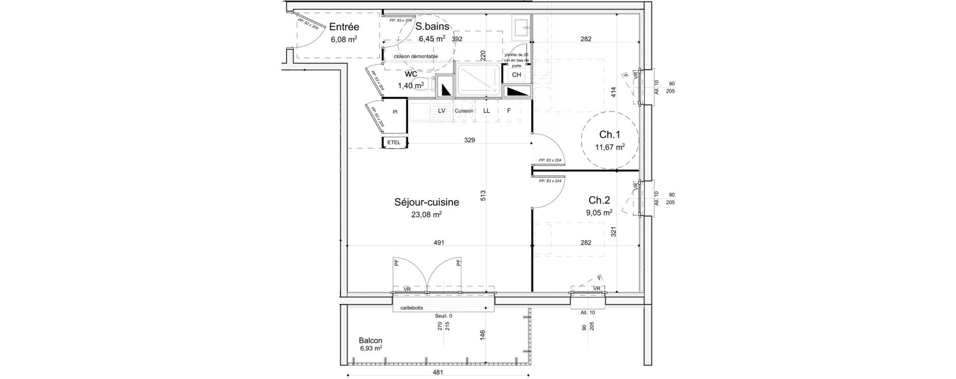 Appartement T3 de 57,73 m2 &agrave; Caen Rethel