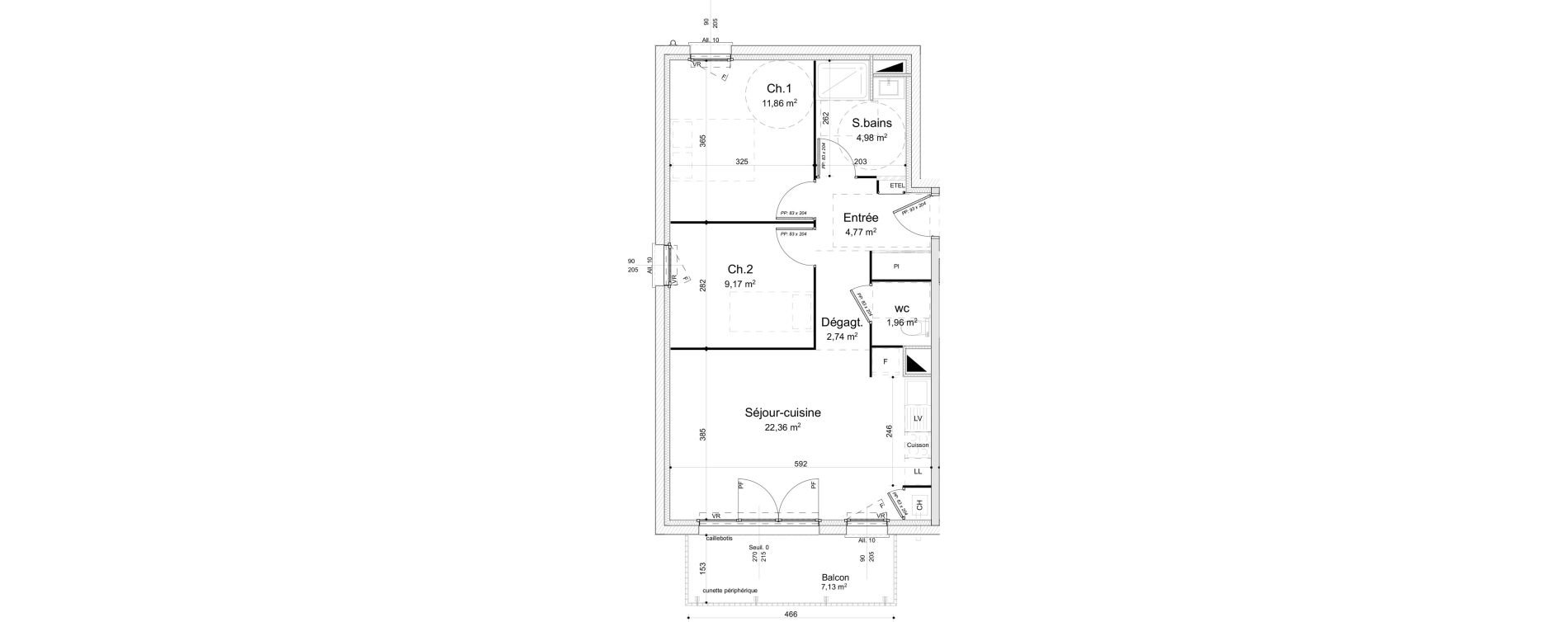 Appartement T3 de 57,84 m2 &agrave; Caen Rethel