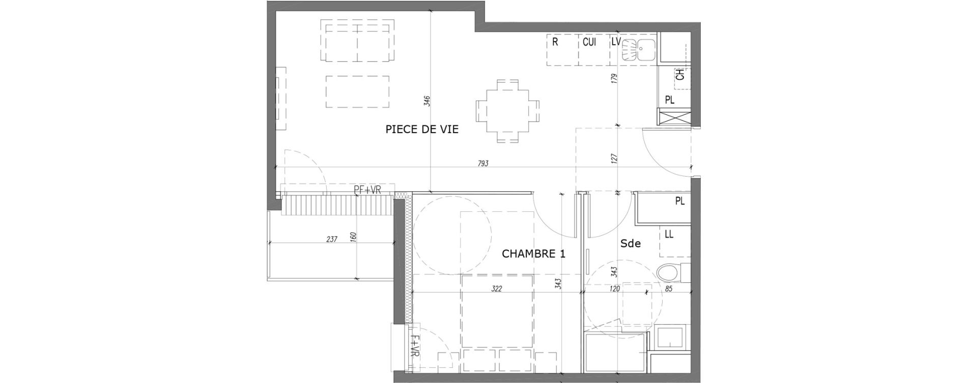 Appartement T2 de 42,79 m2 &agrave; Caen La gr&acirc;ce de dieu