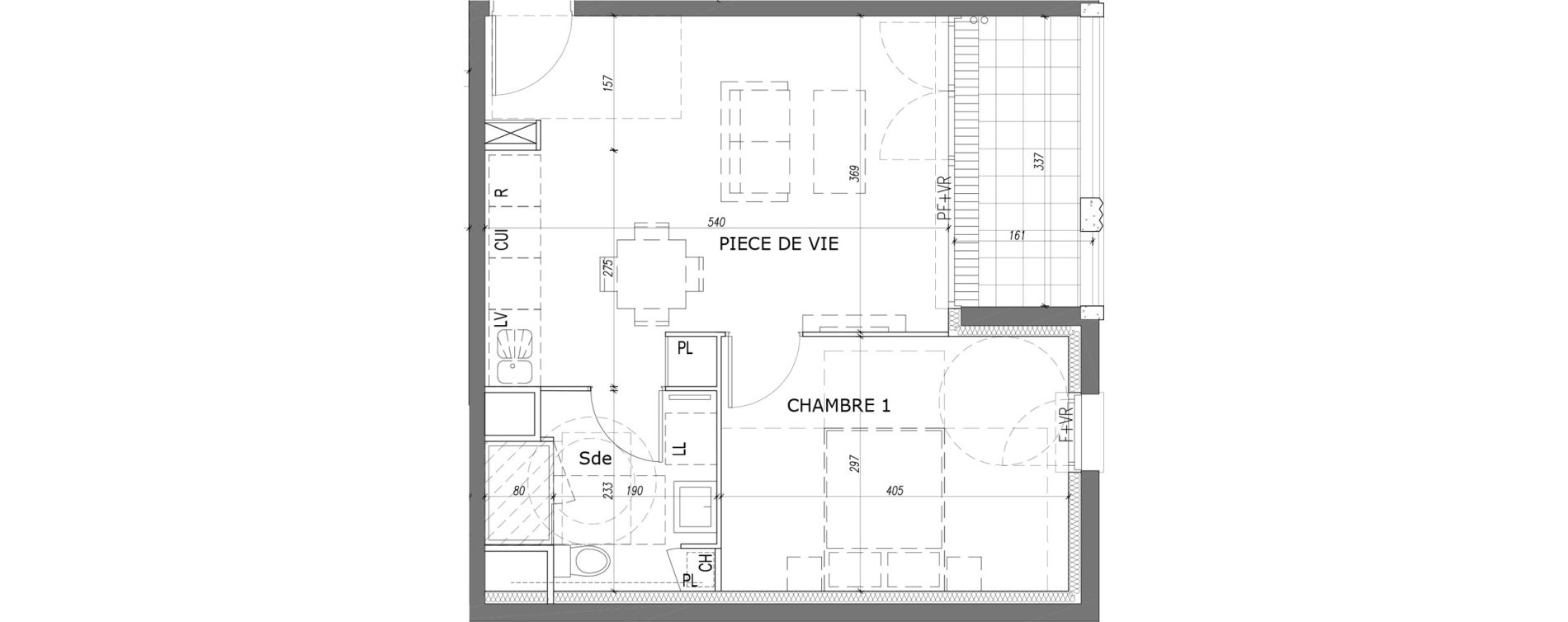 Appartement T2 de 38,85 m2 &agrave; Caen La gr&acirc;ce de dieu