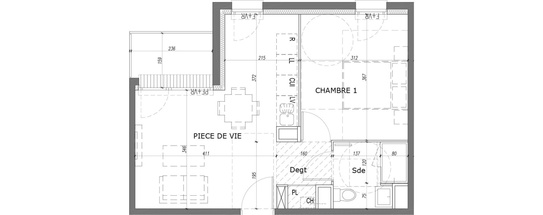Appartement T2 de 37,56 m2 &agrave; Caen La gr&acirc;ce de dieu