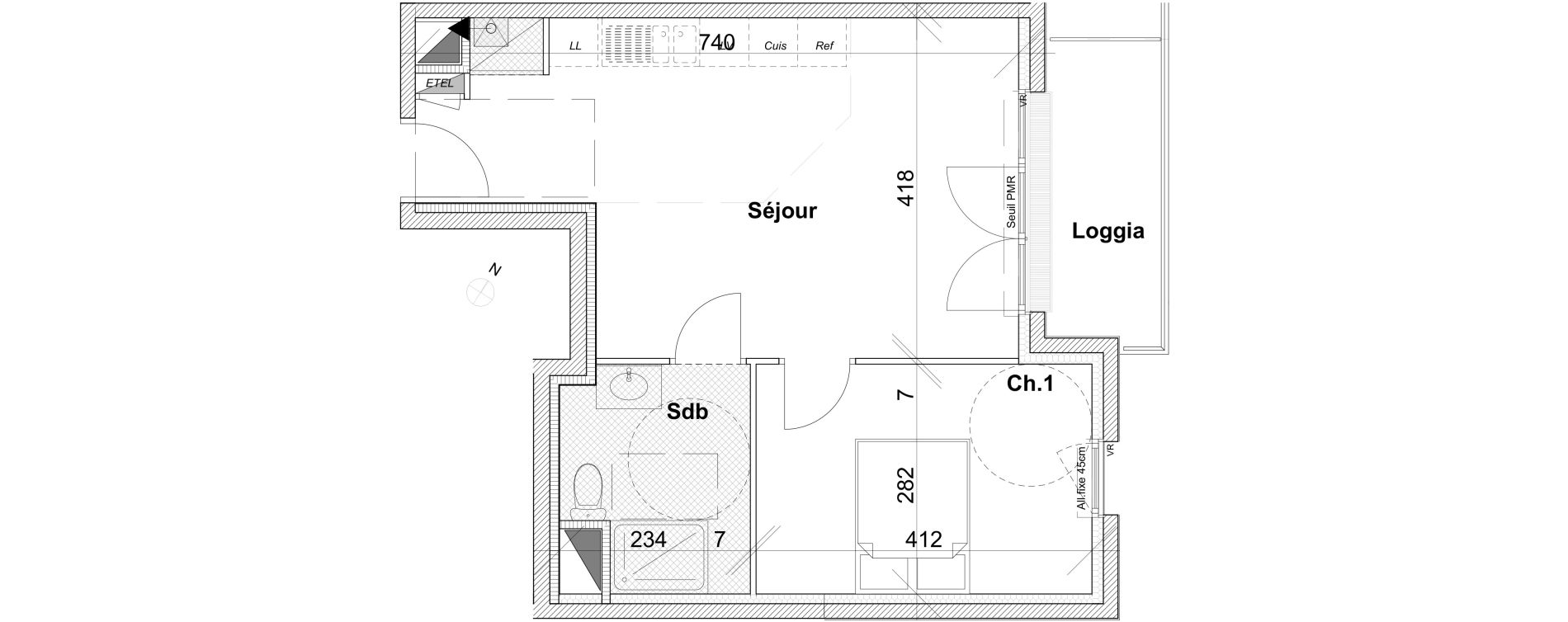 Appartement T2 de 43,51 m2 &agrave; Caen Vaucelles