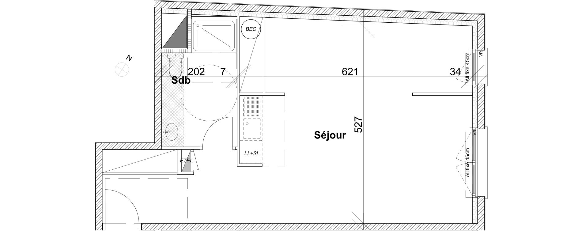 Appartement T2 de 46,34 m2 &agrave; Caen Vaucelles