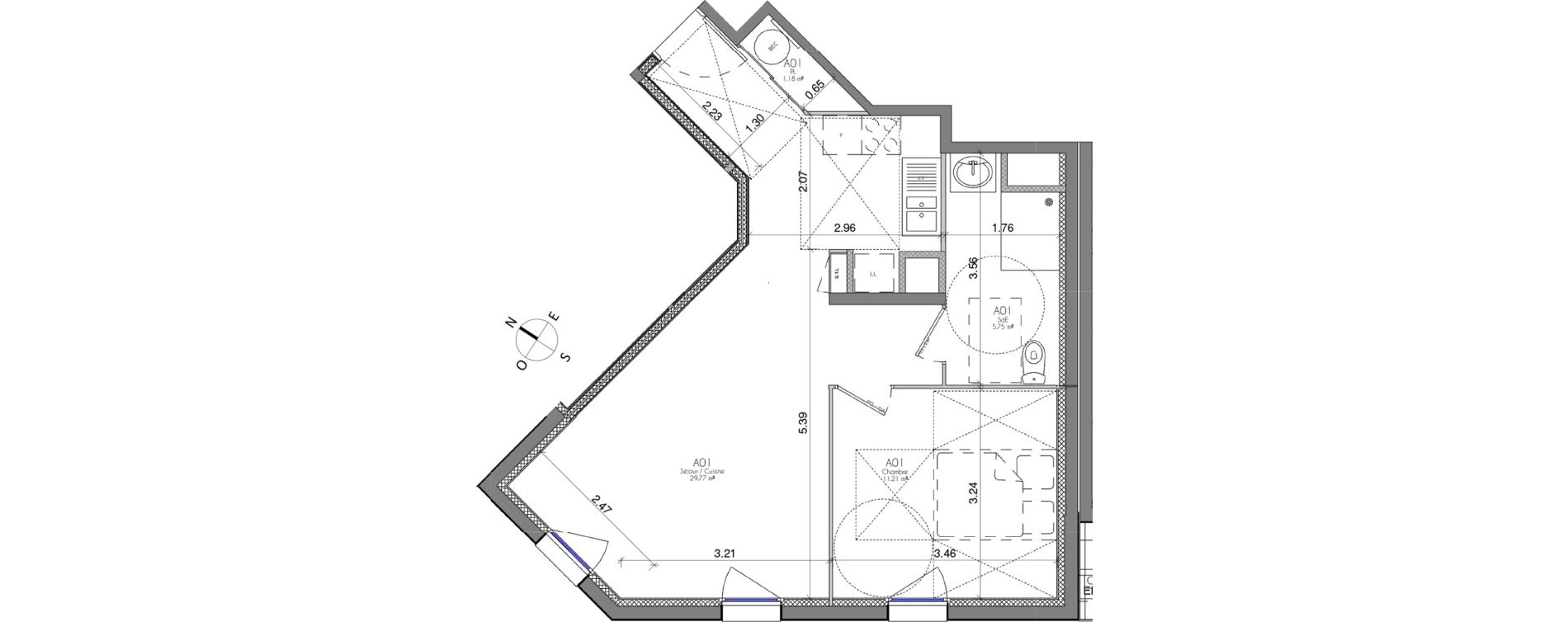 Appartement T2 de 47,91 m2 &agrave; Caen La folie - couvrechef