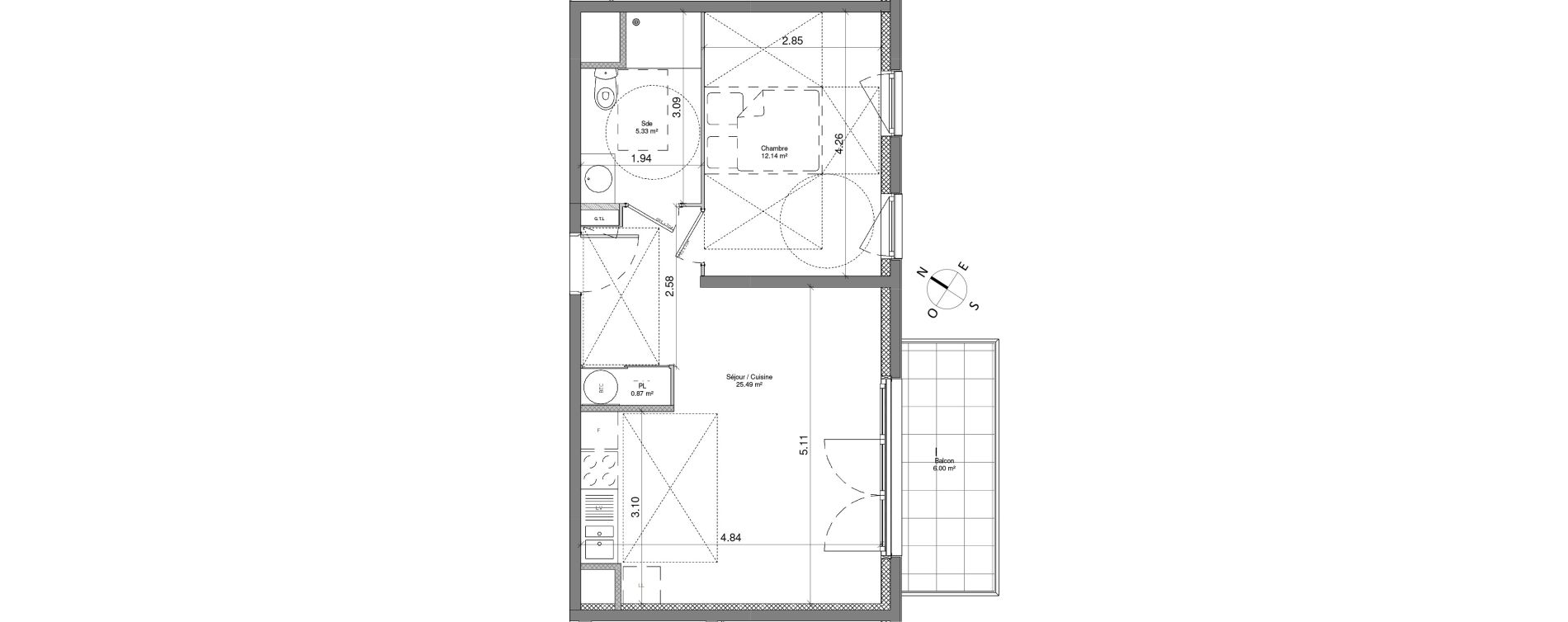 Appartement T2 de 43,83 m2 &agrave; Caen La folie - couvrechef