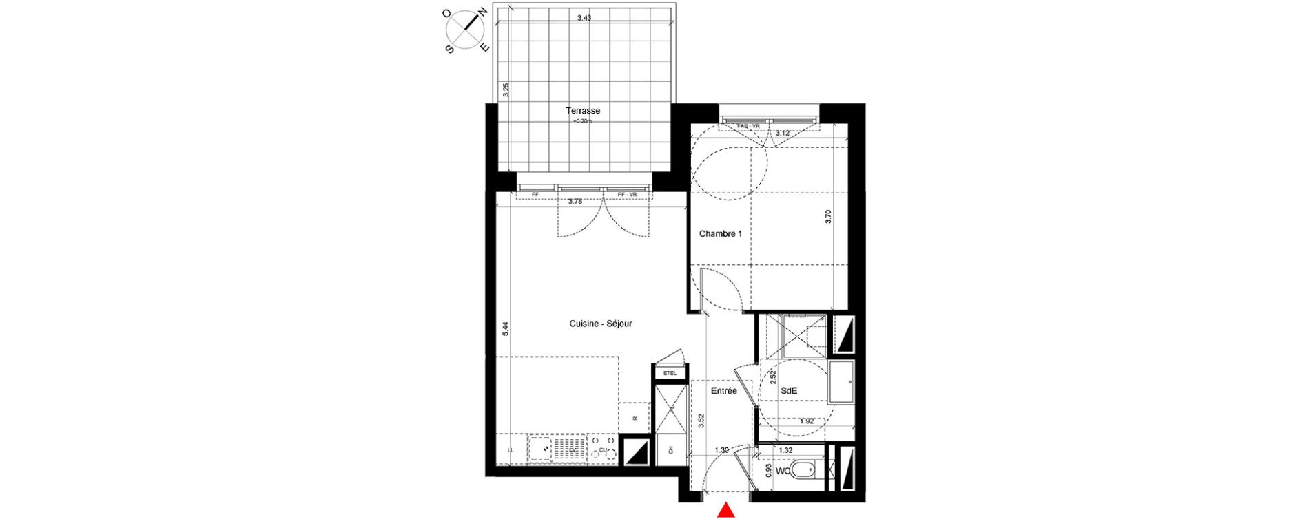 Appartement T2 de 41,55 m2 &agrave; Caen Hastings