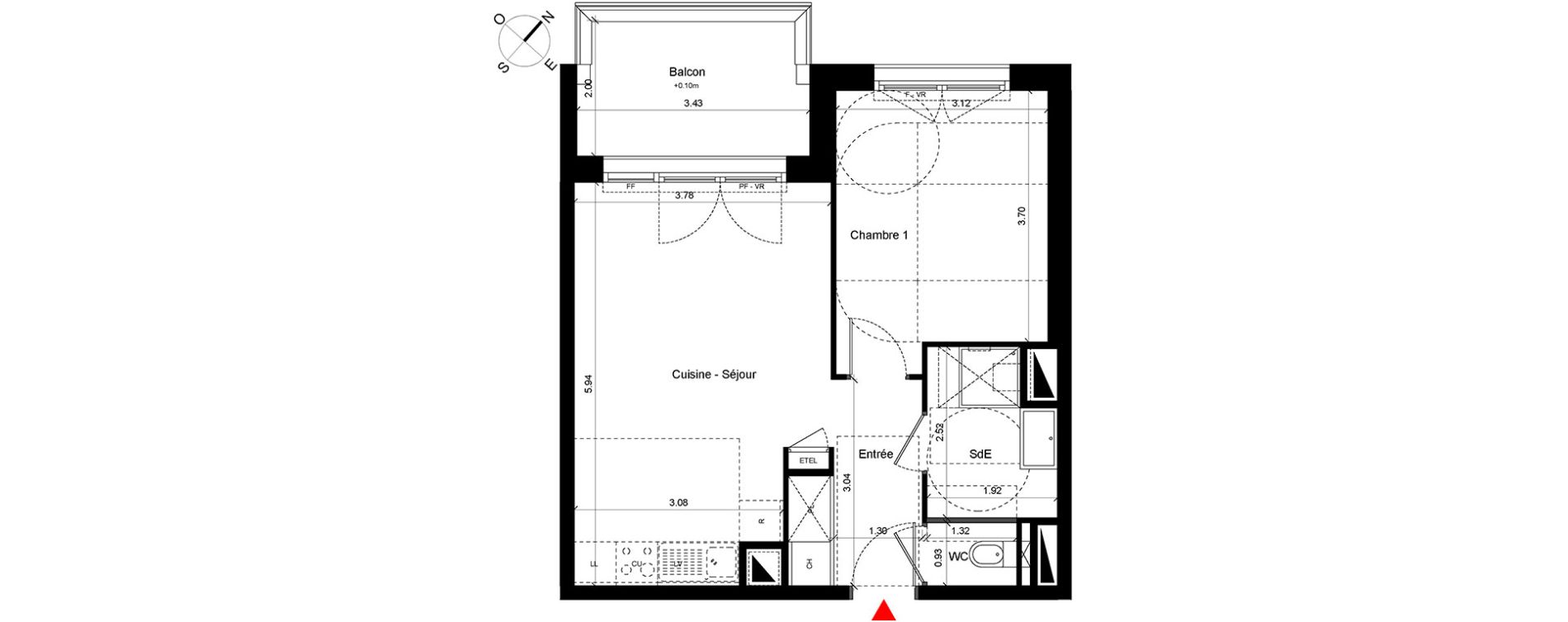 Appartement T2 de 43,59 m2 &agrave; Caen Hastings