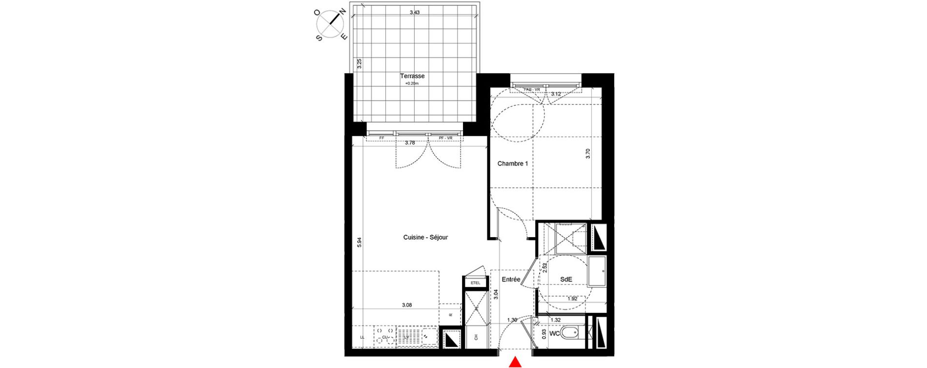 Appartement T2 de 43,40 m2 &agrave; Caen Hastings