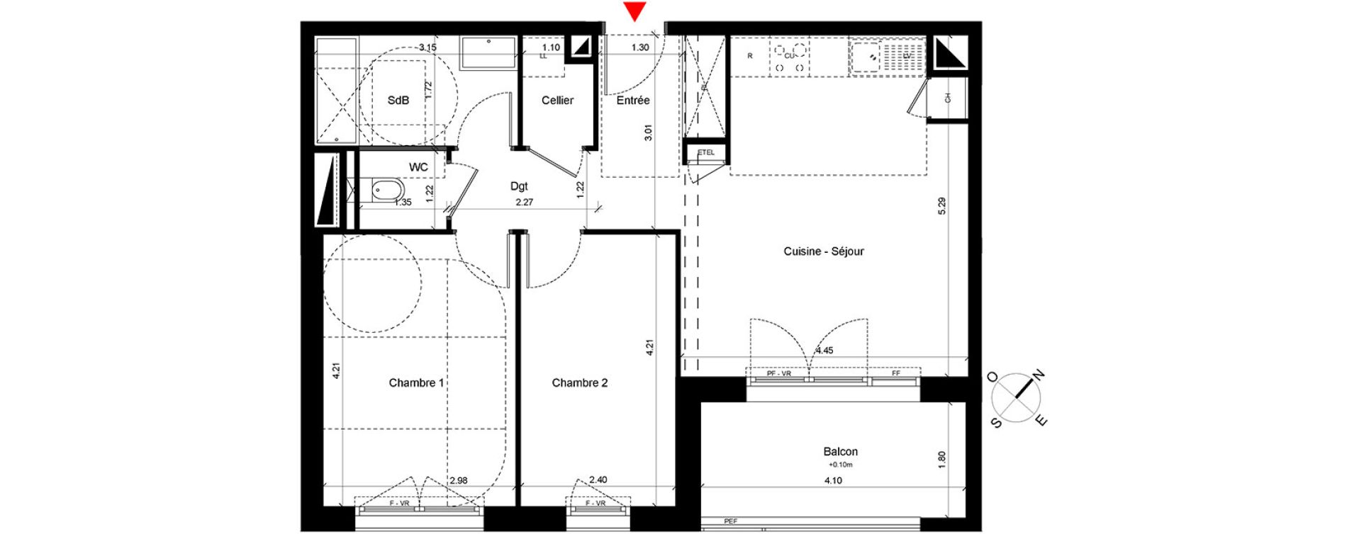 Appartement T3 de 60,22 m2 &agrave; Caen Hastings