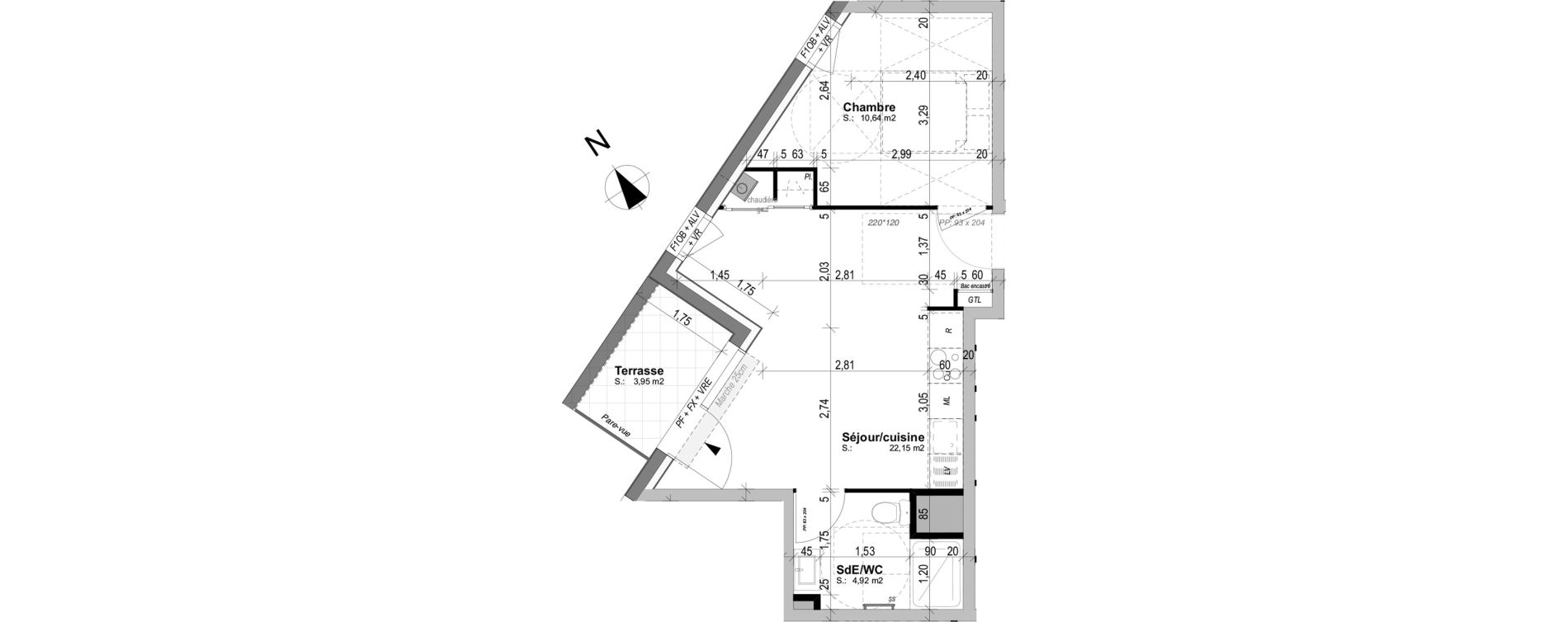 Appartement T2 de 37,71 m2 &agrave; Caen Universite