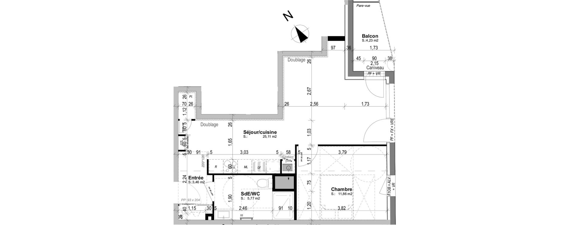Appartement T2 de 46,20 m2 &agrave; Caen Universite