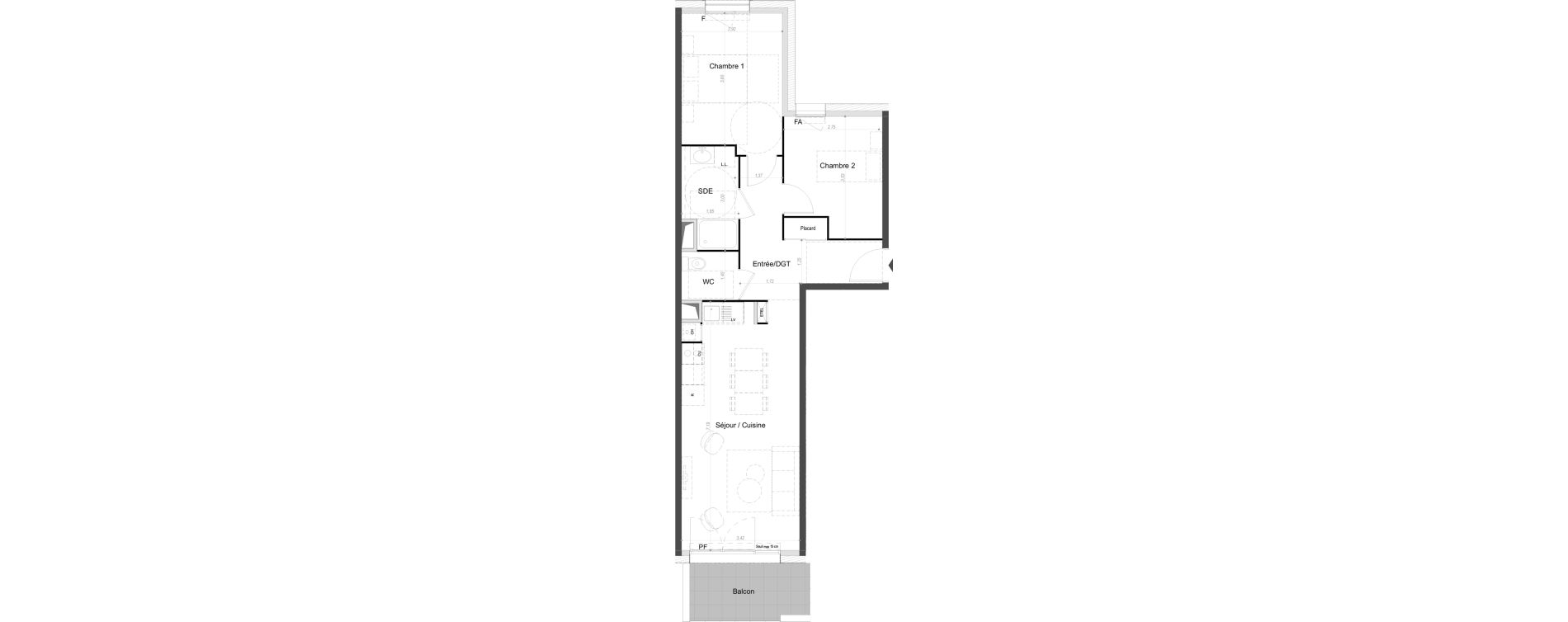 Appartement T3 de 60,70 m2 &agrave; Caen Saint jean