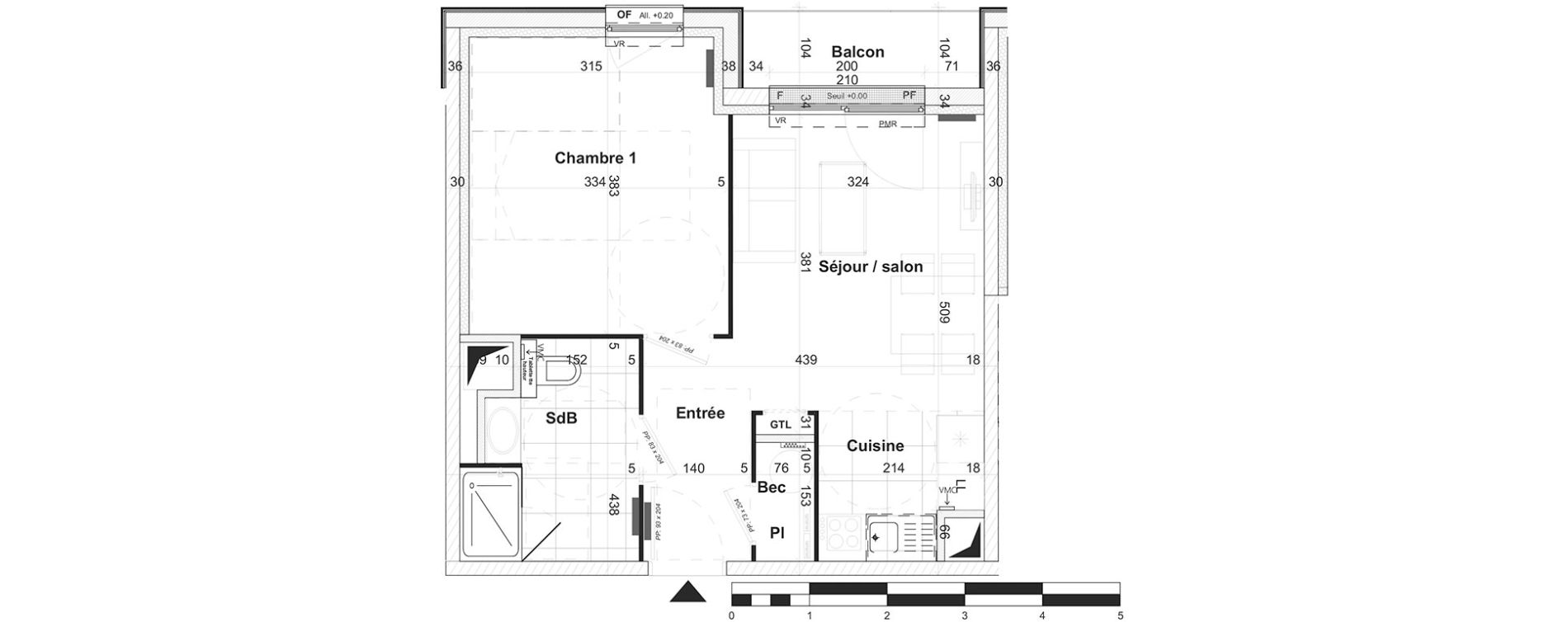 Appartement T2 de 39,40 m2 &agrave; Caen Saint ouen