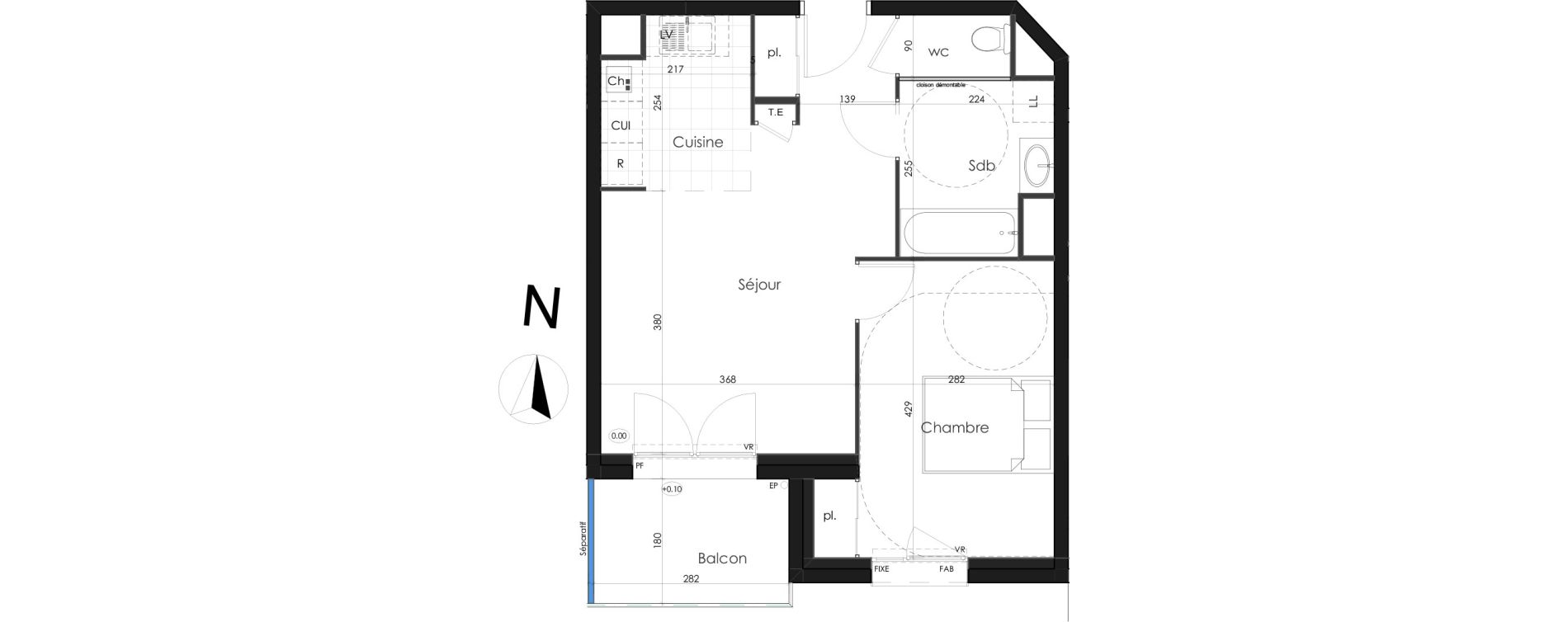 Appartement T2 de 44,09 m2 &agrave; Caen Saint ouen