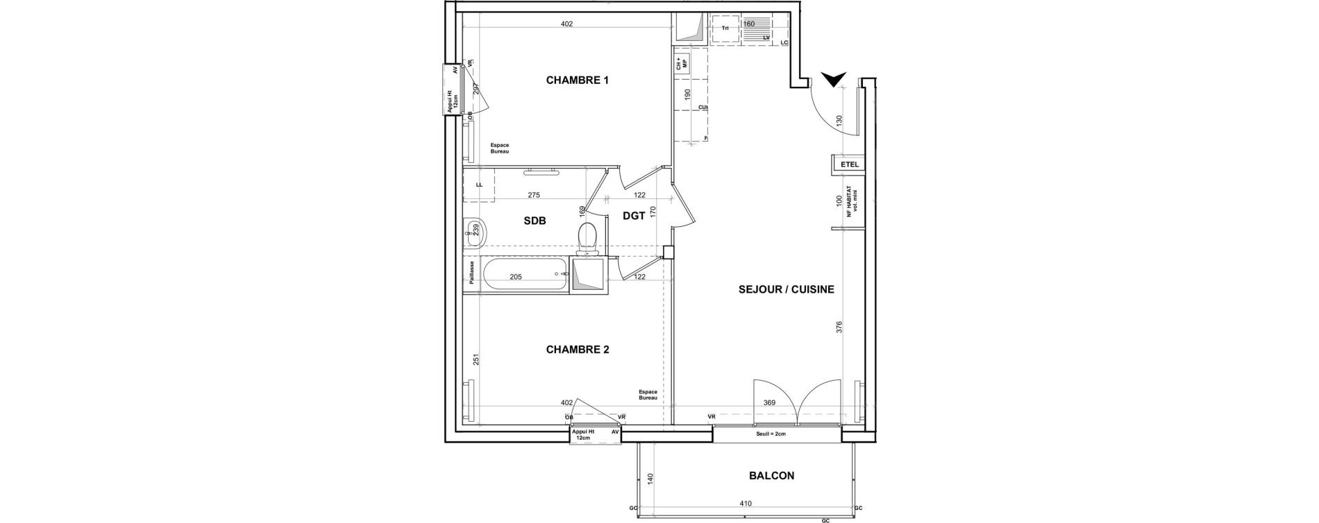 Appartement T3 de 57,48 m2 &agrave; Cagny Centre