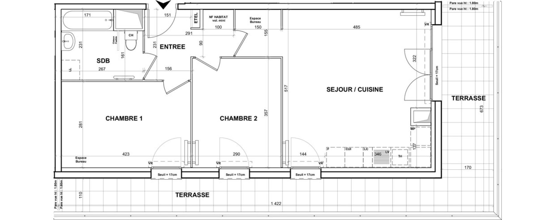 Appartement T3 de 59,97 m2 &agrave; Cagny Centre