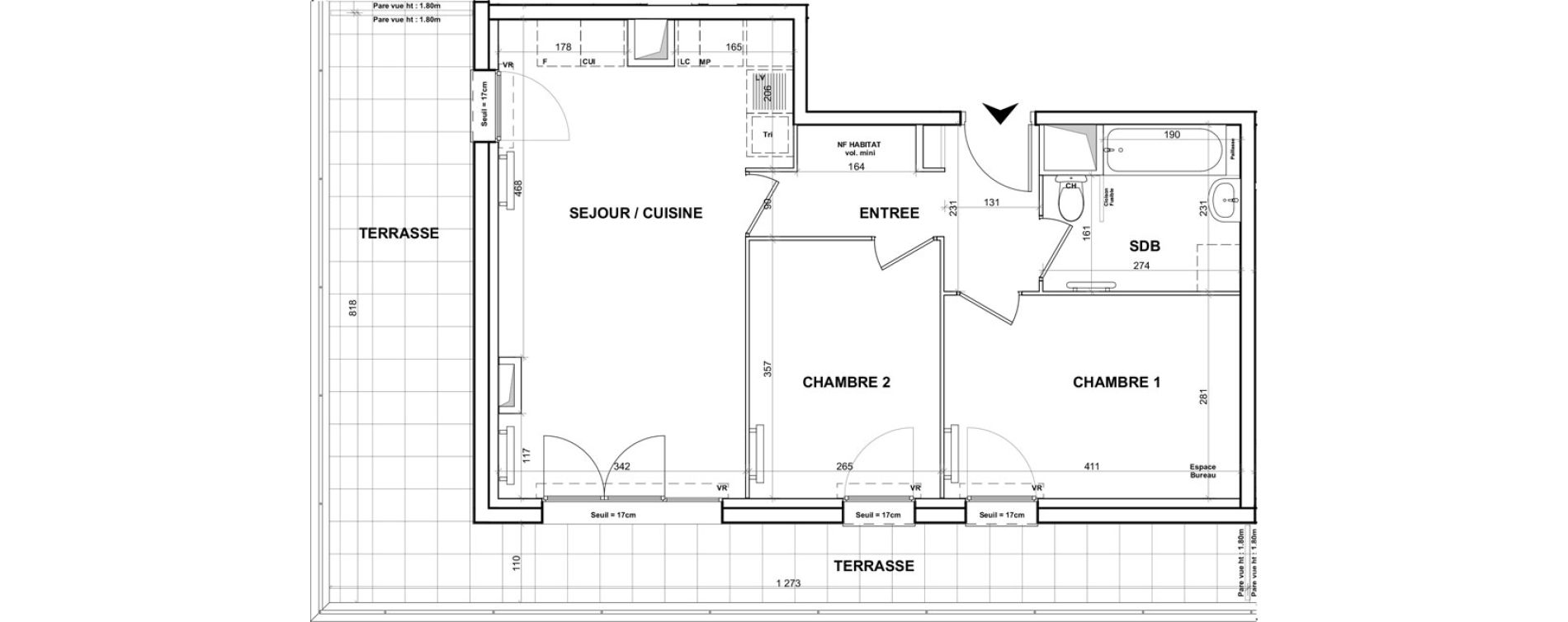 Appartement T3 de 56,47 m2 &agrave; Cagny Centre