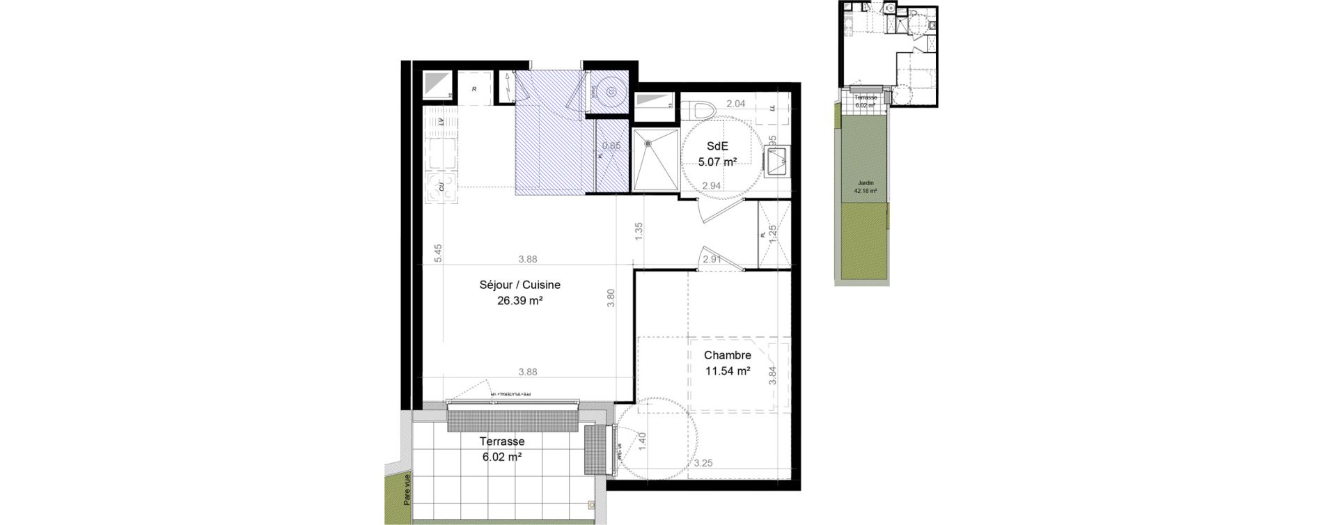 Appartement T2 de 43,00 m2 &agrave; Carpiquet Centre