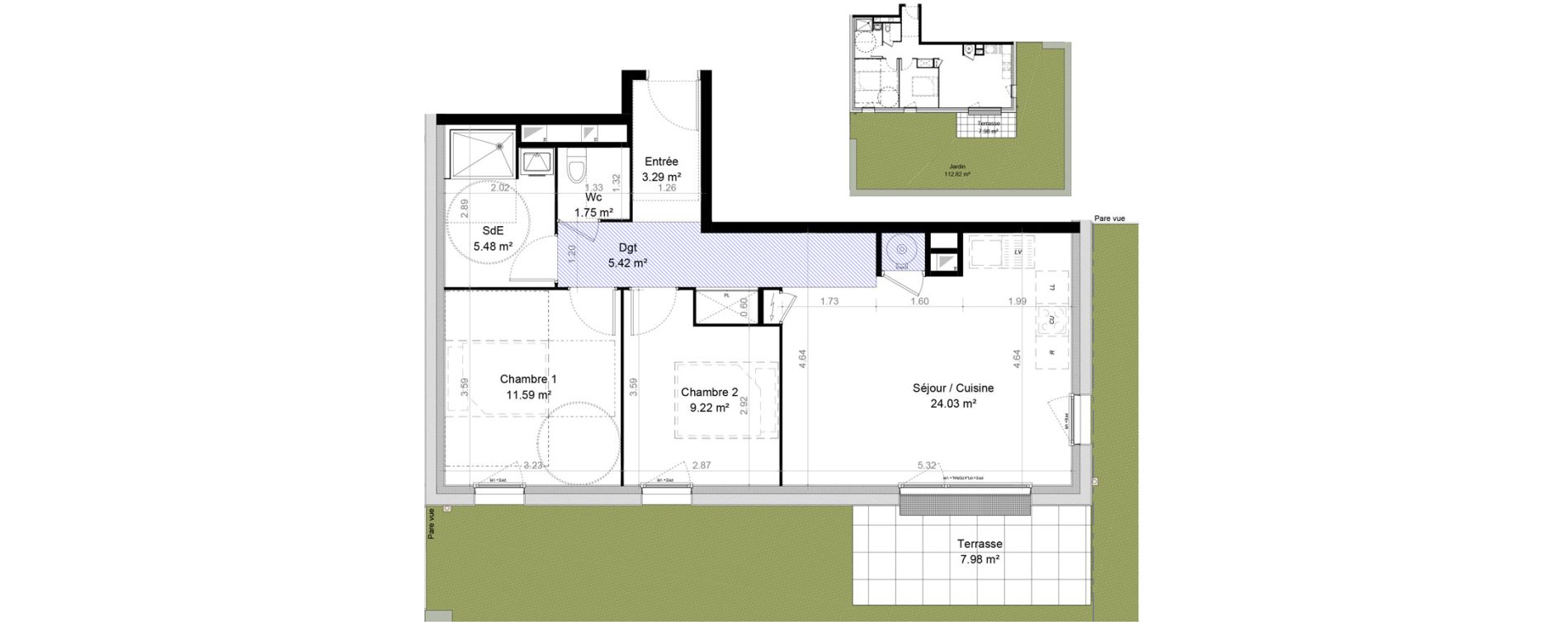 Appartement T3 de 60,78 m2 &agrave; Carpiquet Centre