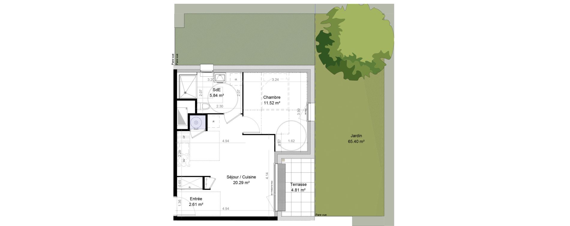 Appartement T2 de 40,26 m2 &agrave; Carpiquet Centre