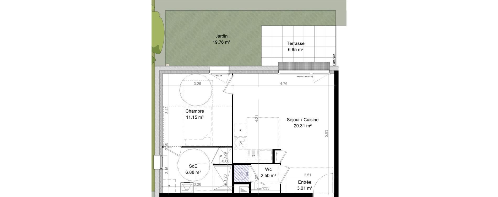 Appartement T2 de 43,85 m2 &agrave; Carpiquet Centre