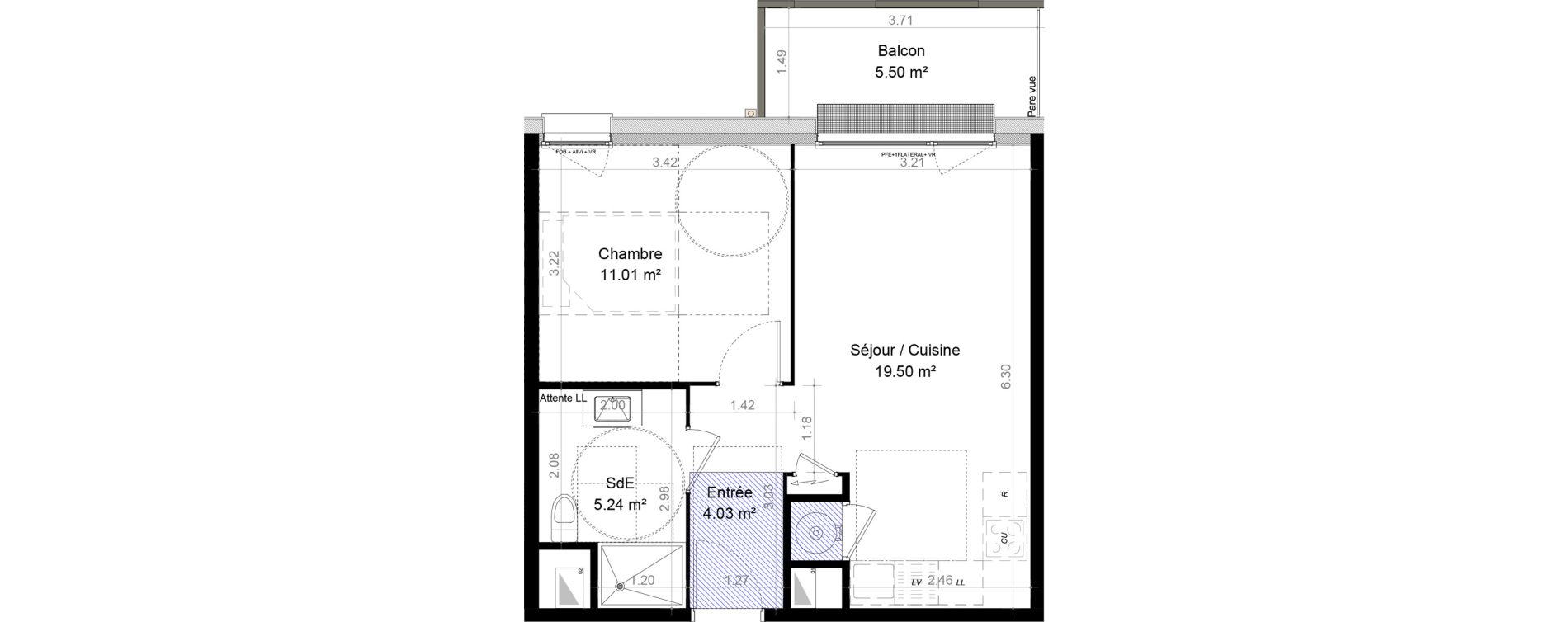 Appartement T2 de 39,78 m2 &agrave; Carpiquet Centre