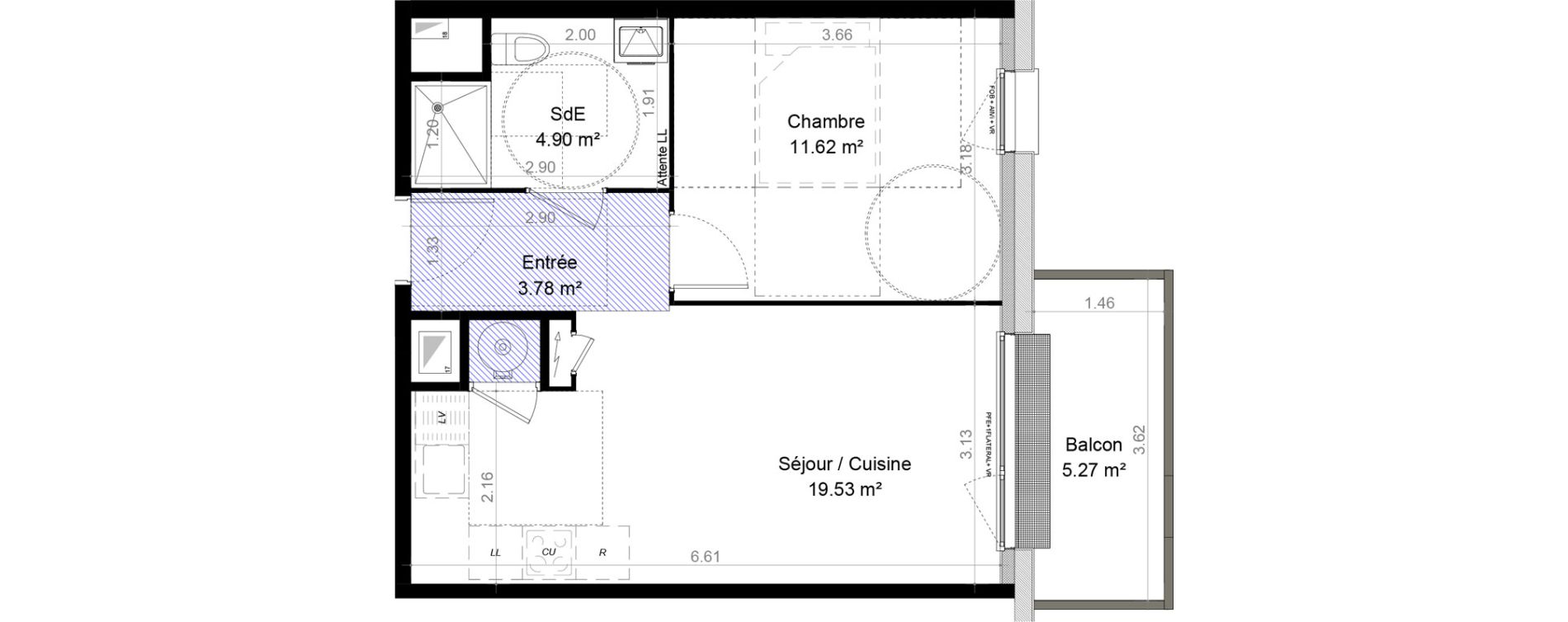 Appartement T2 de 39,83 m2 &agrave; Carpiquet Centre
