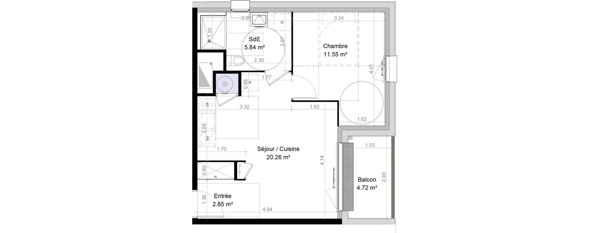 Appartement T2 de 40,30 m2 &agrave; Carpiquet Centre