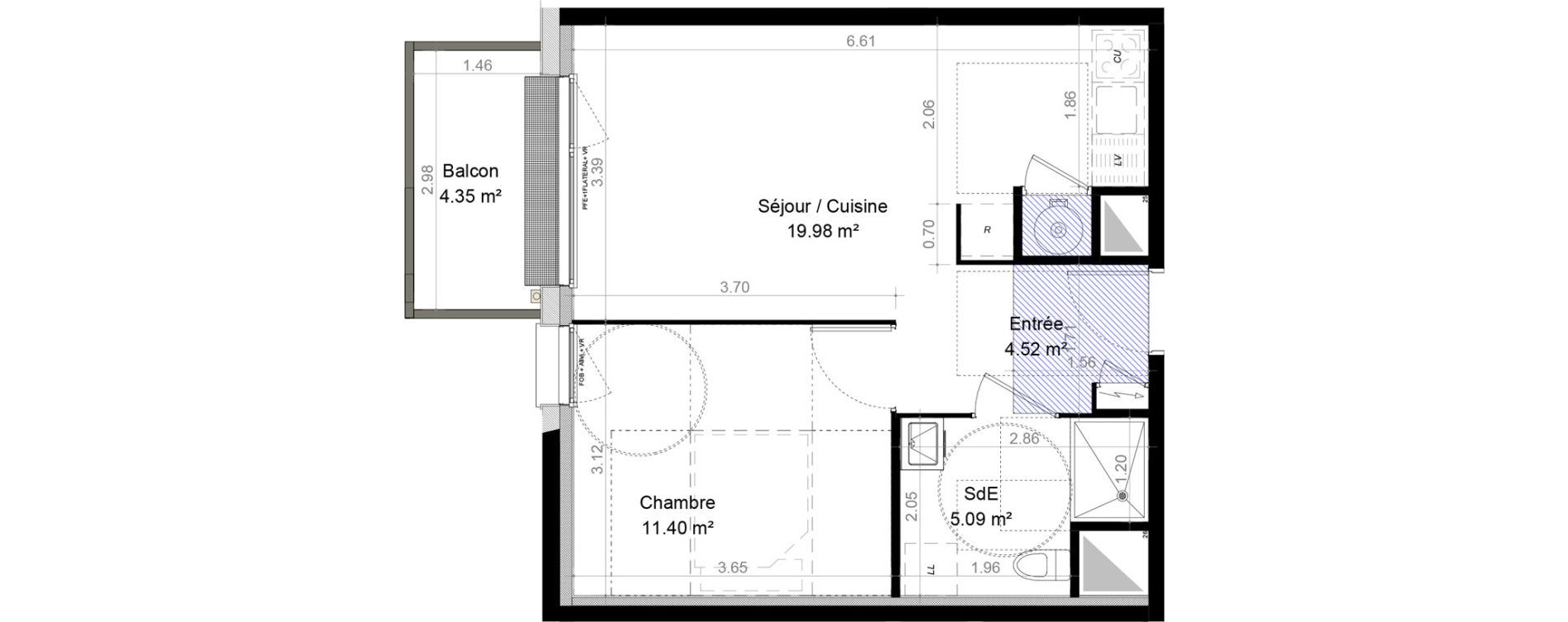 Appartement T2 de 40,99 m2 &agrave; Carpiquet Centre