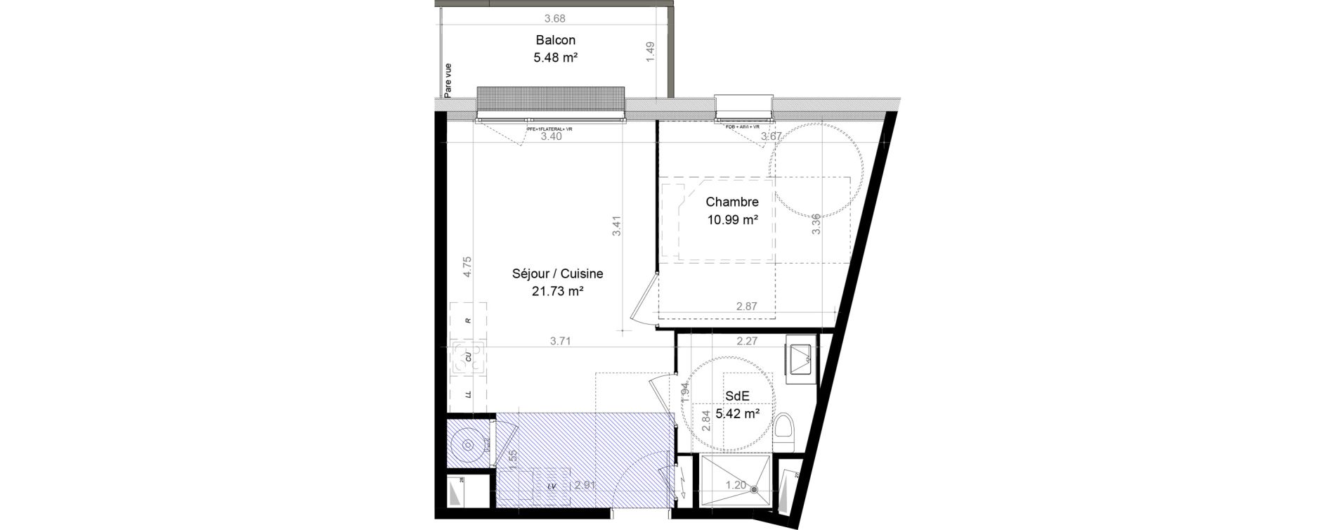 Appartement T2 de 38,14 m2 &agrave; Carpiquet Centre
