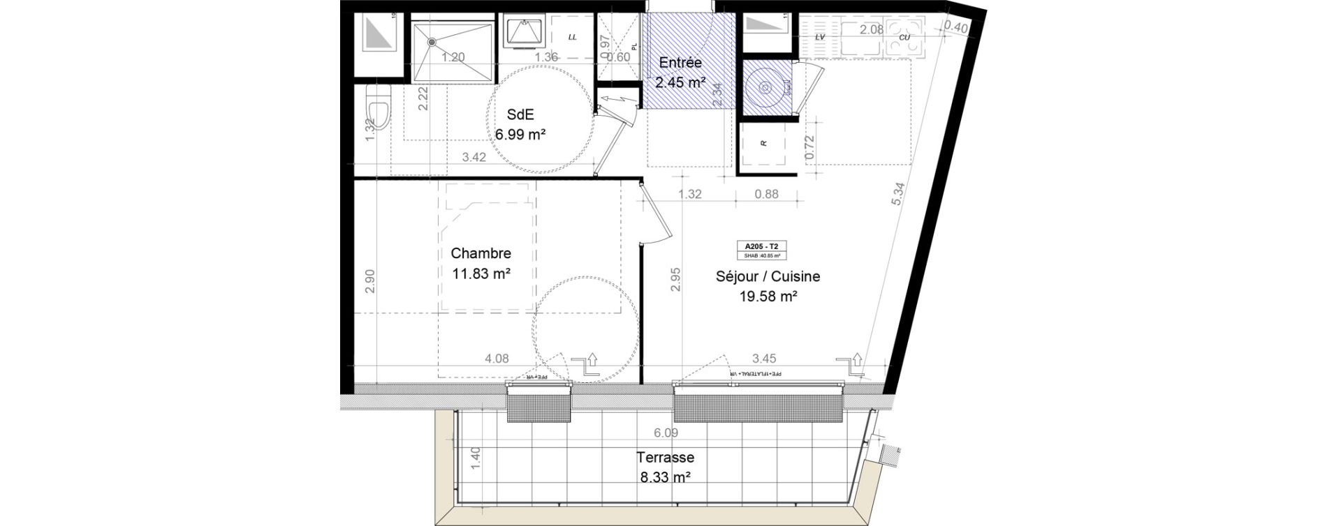 Appartement T2 de 40,85 m2 &agrave; Carpiquet Centre