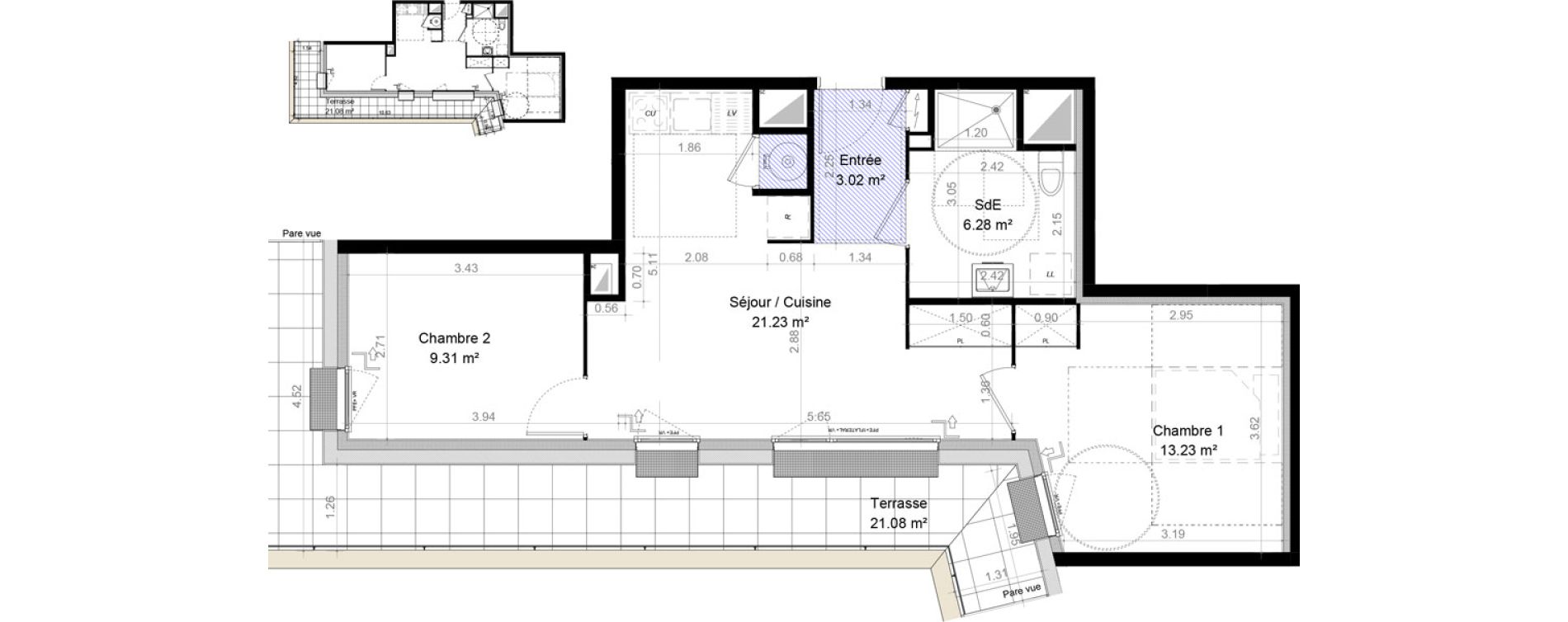 Appartement T3 de 53,07 m2 &agrave; Carpiquet Centre