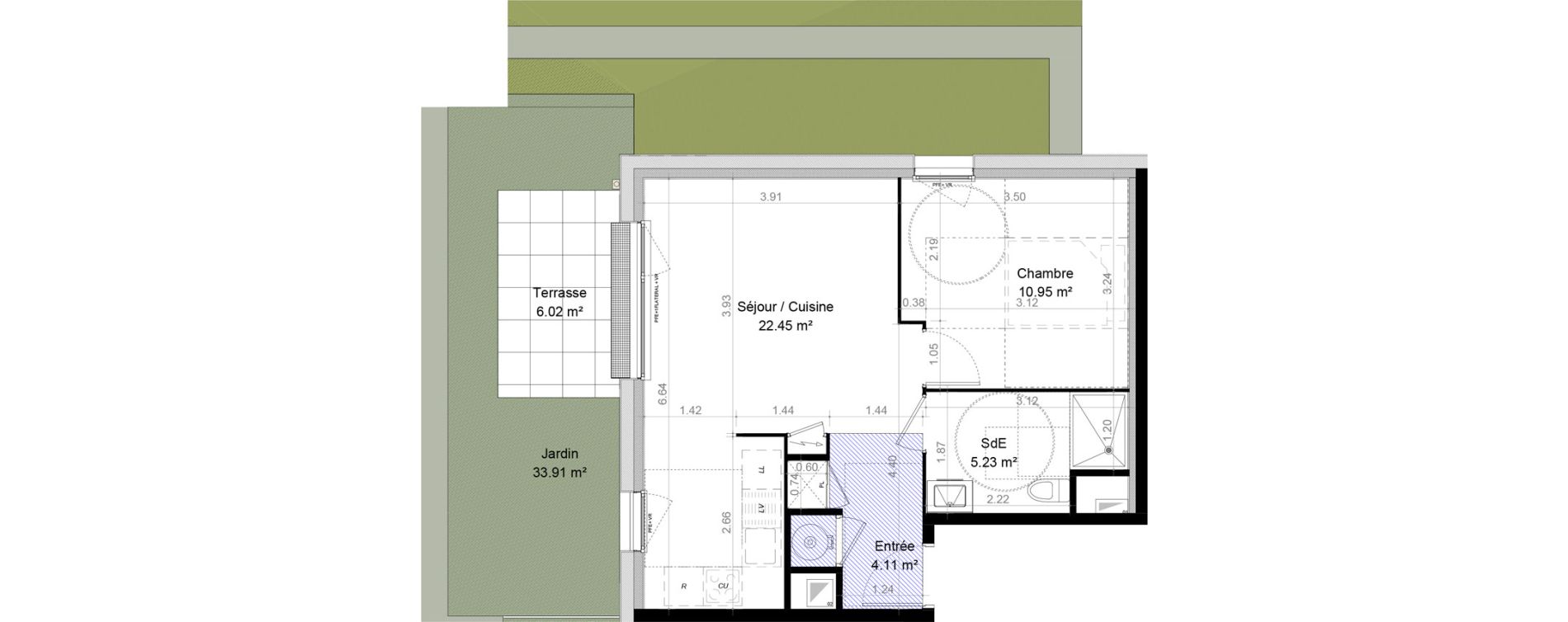 Appartement T2 de 42,74 m2 &agrave; Carpiquet Centre
