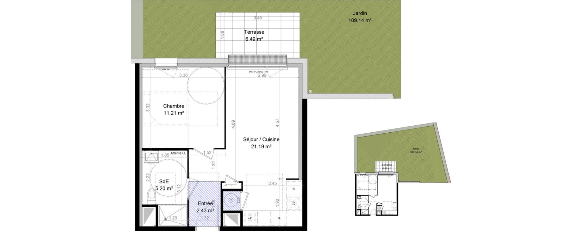 Appartement T2 de 40,03 m2 &agrave; Carpiquet Centre