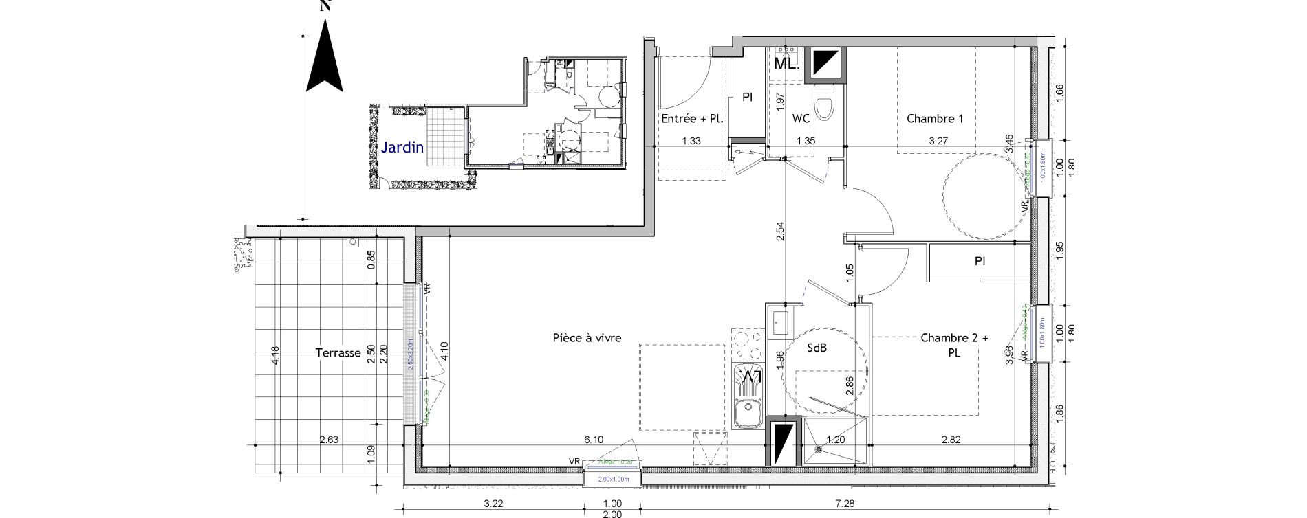 Appartement T3 de 64,42 m2 &agrave; Carpiquet Centre