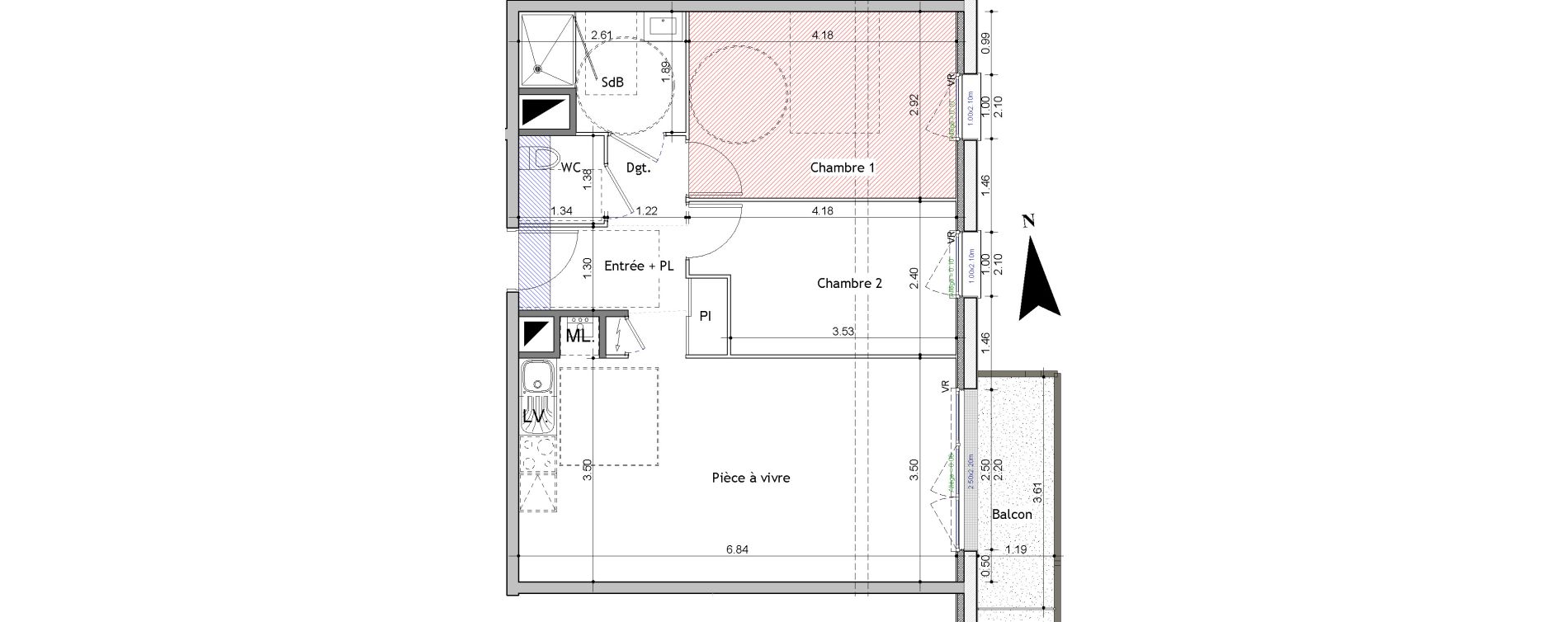 Appartement T3 de 58,53 m2 &agrave; Carpiquet Centre