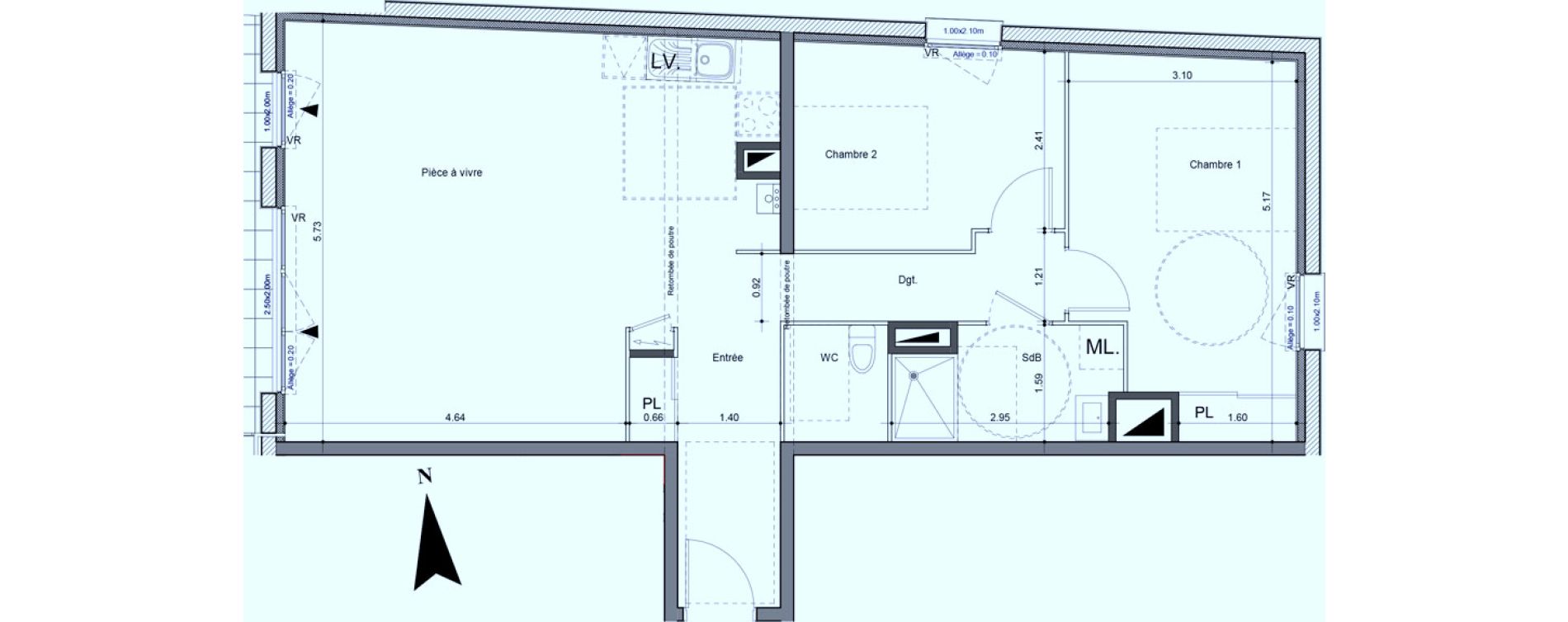 Appartement T3 de 75,25 m2 &agrave; Carpiquet Centre