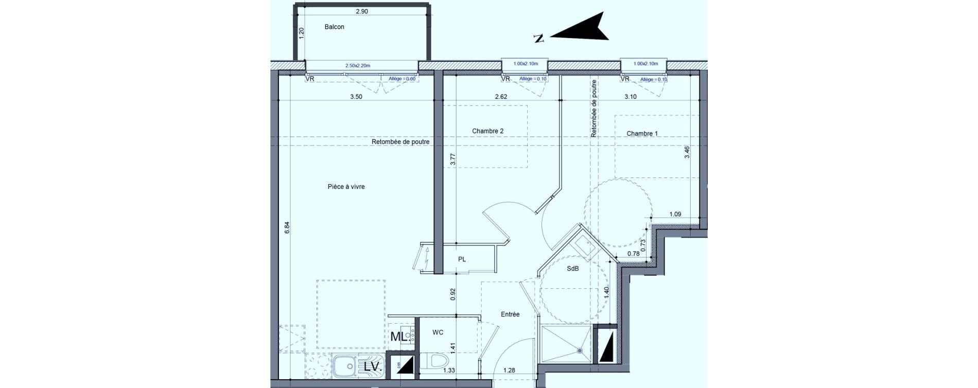 Appartement T3 de 55,36 m2 &agrave; Carpiquet Centre