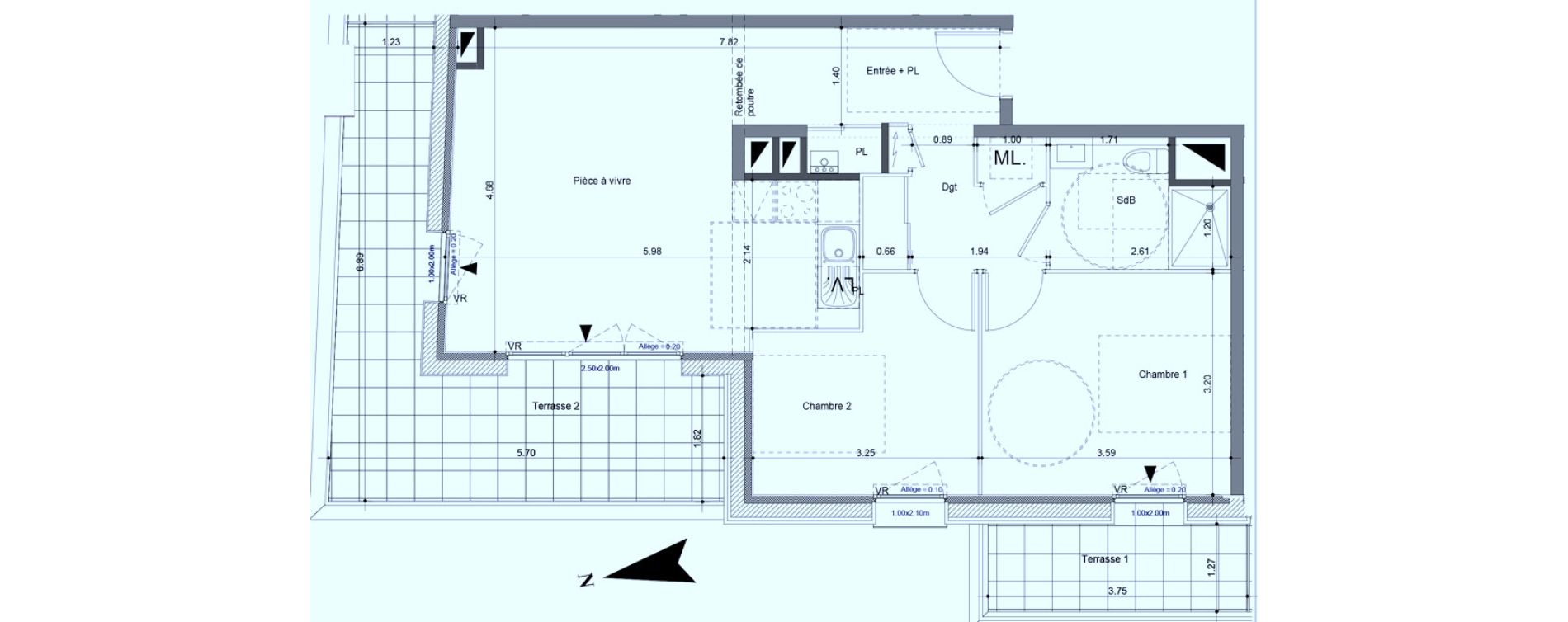 Appartement T3 de 58,58 m2 &agrave; Carpiquet Centre